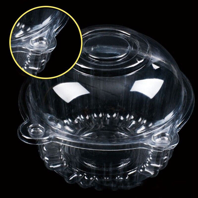 100 SINGLE CUPCAKE BOXES CLEAR MUFFIN HOLDER CASES DOMES CUPS PODS CONTAINERS