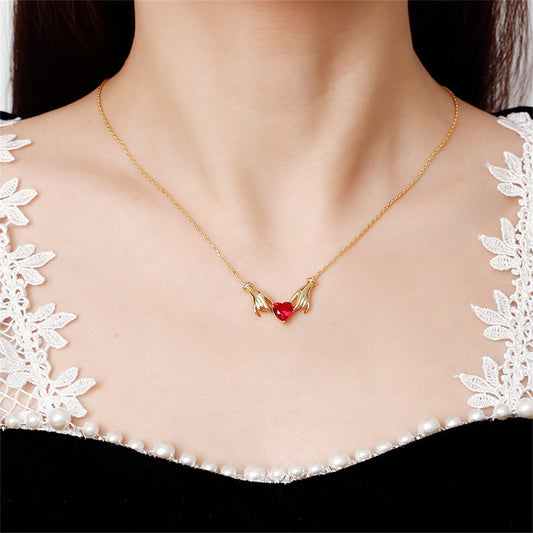 Fashion Red Gemstone Ladies Necklace Pendant